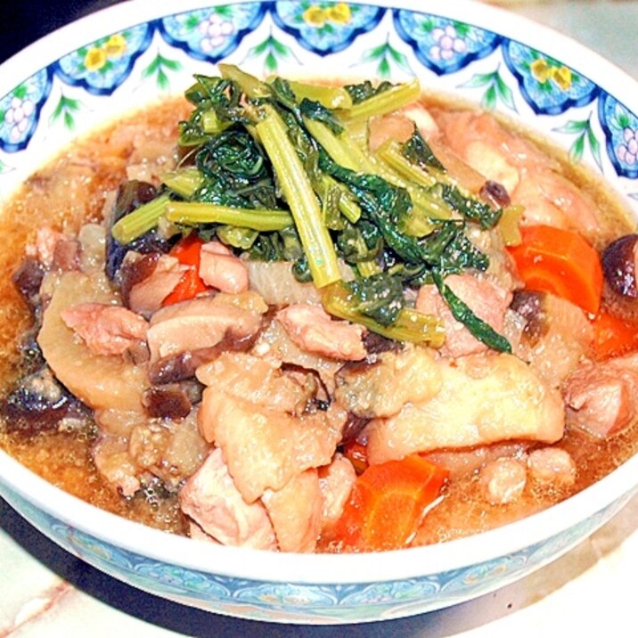 圧力鍋で時短!鶏モモと野菜のオイスター味噌煮♪